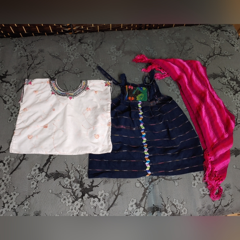 GIRLS 3t Hand Made Lot Dress Shirt Scraf